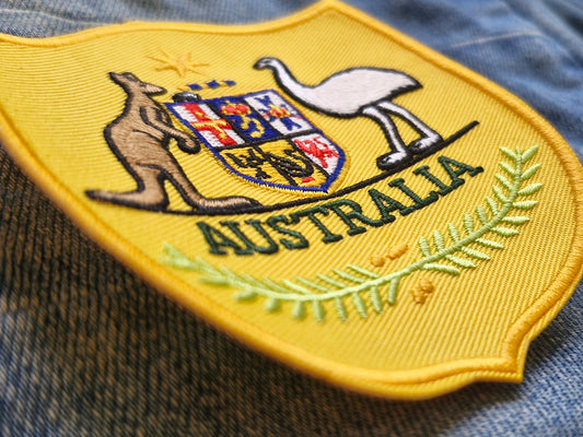Australia, Coat of Arms, Gold Crest Iron On Embroidery Patch Destination Souvenir Gift