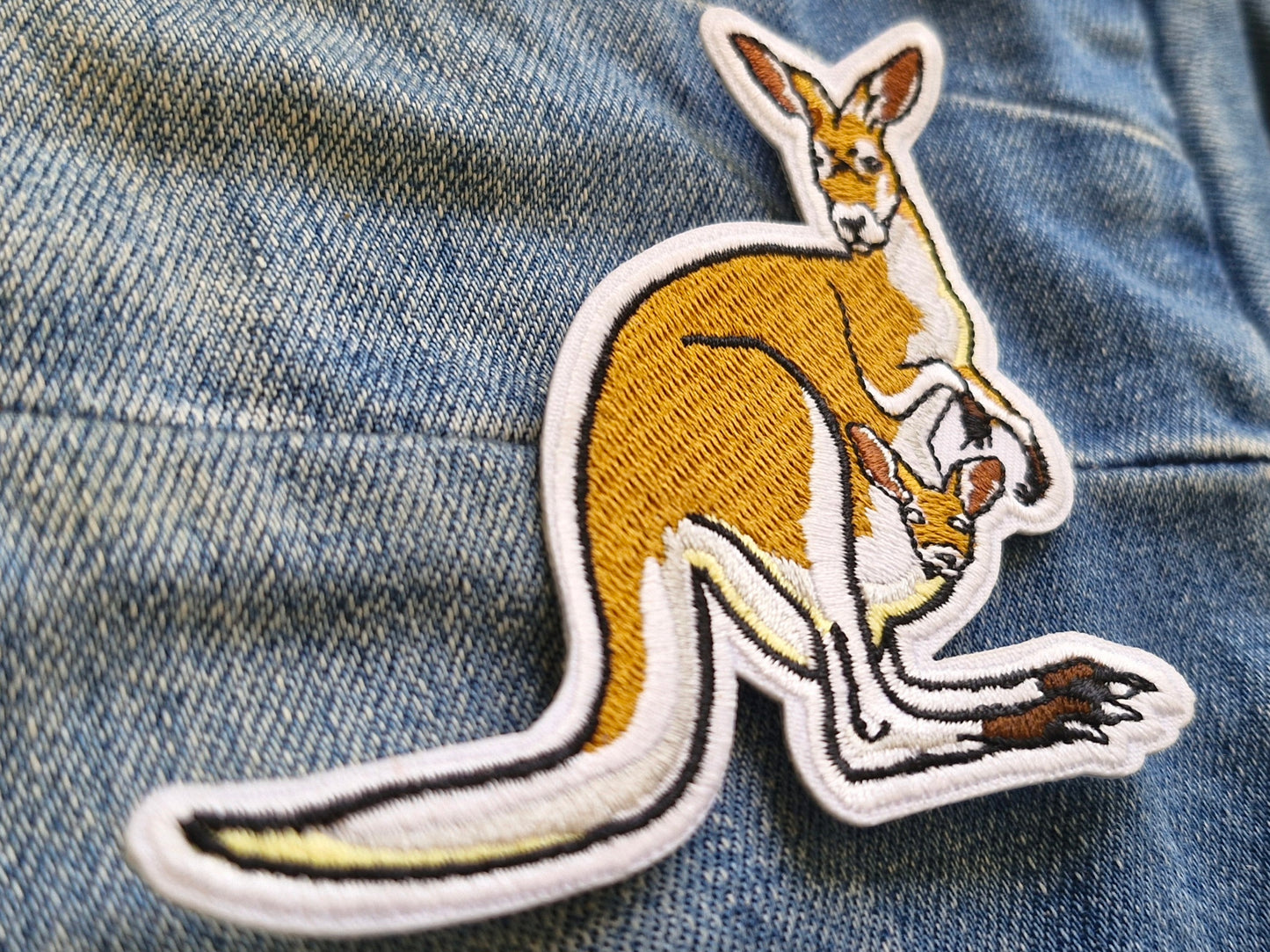 Kangaroo with Joey Australia Iron On Patch Souvenir