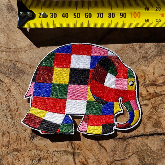 Elmer the Patchwork Elephant, Kids Book, Iron On Embroidery Patch
