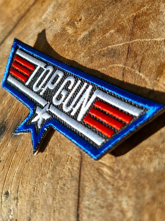 Top Gun Text Insignia - USA Navy Military School, Fighter Pilots, Iron On Embroidery Patch
