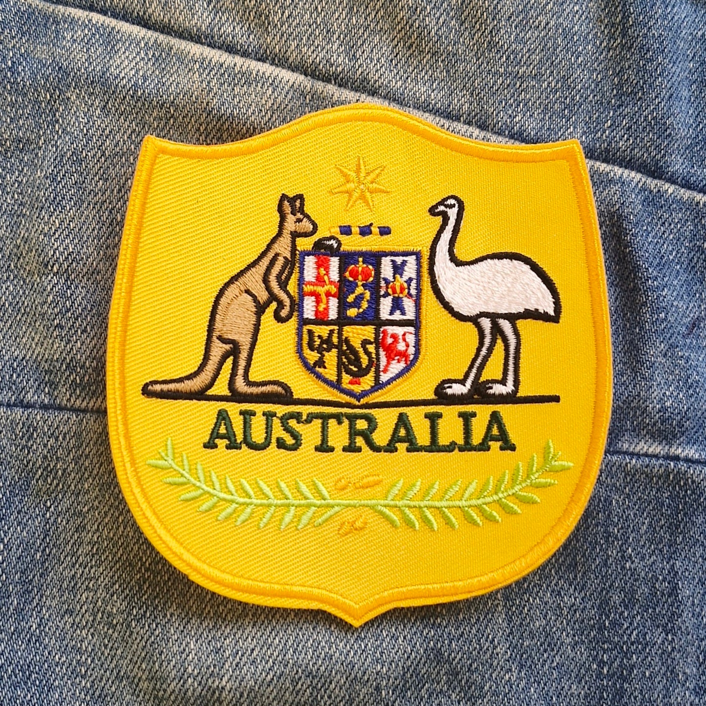 Australia, Coat of Arms, Gold Crest Iron On Embroidery Patch Destination Souvenir Gift