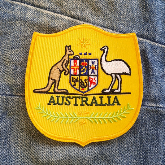 Australia, Coat of Arms, Gold Crest Iron On Embroidery Patch Destination Souvenir Gift