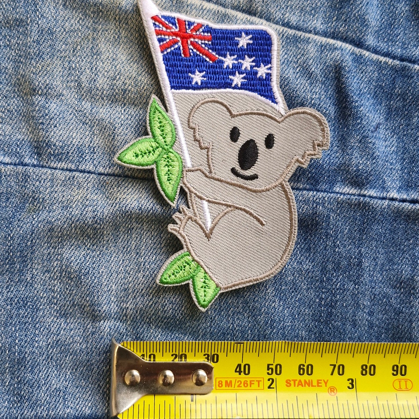 Koala with Australian Flag, Iron On Embroidery Patch
