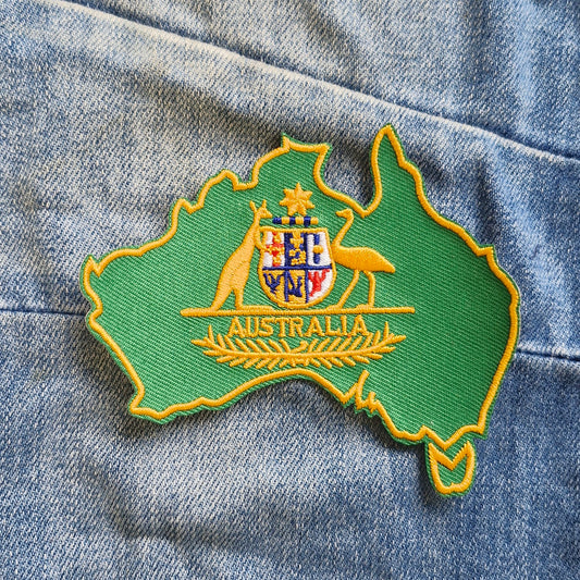 Australia, Coat of Arms, Olympics, Green and Gold Crest, Iron On Embroidery Patch Destination Souvenir Gift