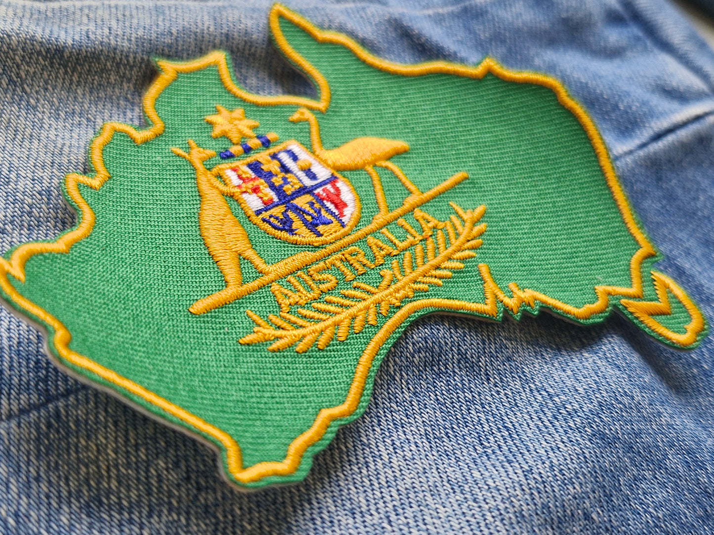 Australia, Coat of Arms, Olympics, Green and Gold Crest, Iron On Embroidery Patch Destination Souvenir Gift