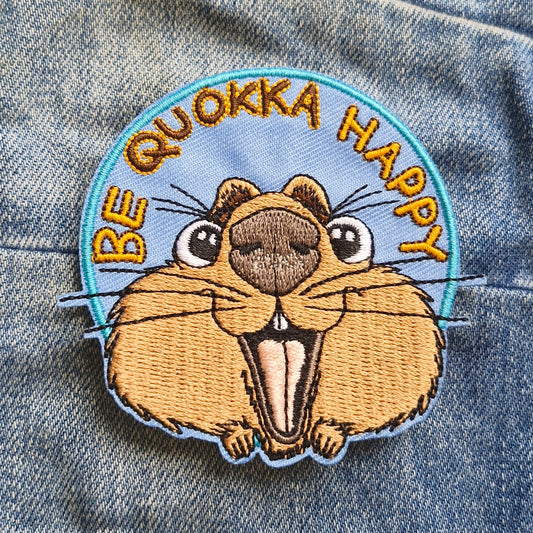 Quokka Happy Rottnest WA Travel Iron On Embroidery Patch Destination Souvenir Gift