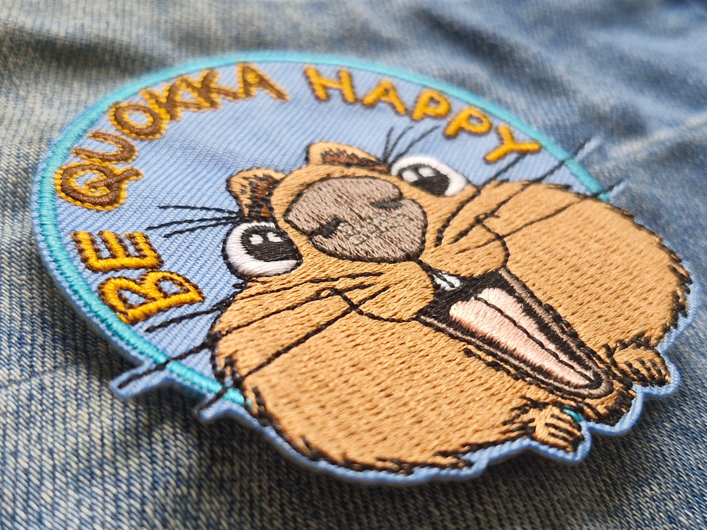 Quokka Happy Rottnest WA Travel Iron On Embroidery Patch Destination Souvenir Gift
