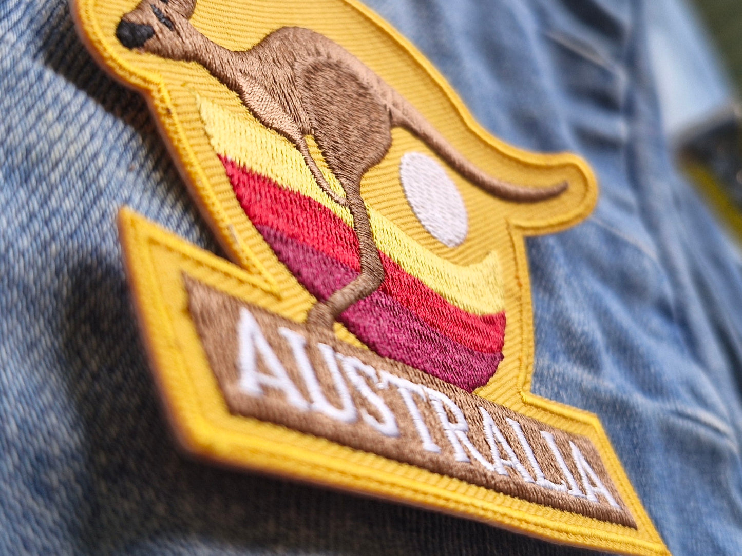 Kangaroo - Australia Outback Travel Iron On Embroidery Patch Destination Souvenir Gift