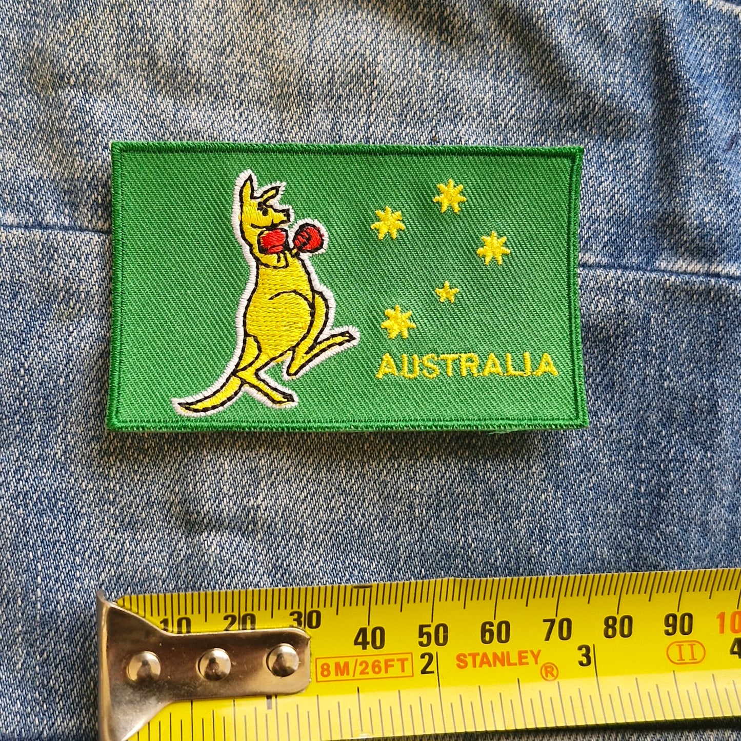 Kangaroo - Green Boxing Australia Travel Iron On Embroidery Patch Destination Souvenir Gift