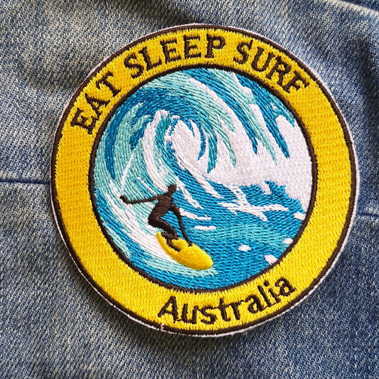 Australia - Eat, Sleep, Surf, Travel Iron On Embroidery Patch Destination Souvenir Gift
