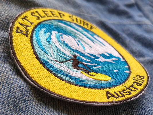 Australia - Eat, Sleep, Surf, Travel Iron On Embroidery Patch Destination Souvenir Gift