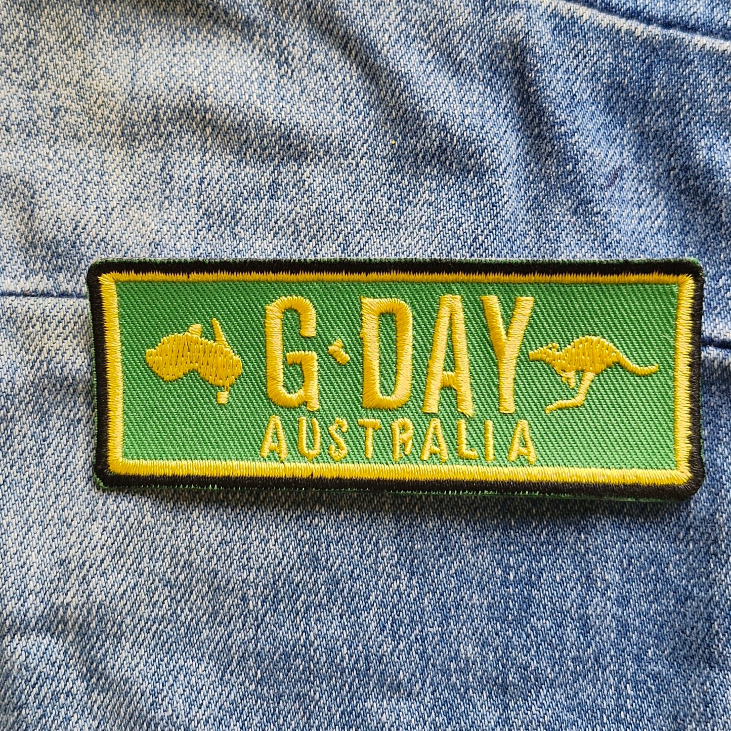 GDAY Green and Gold Australia Iron On Embroidery Patch Destination Souvenir Gift