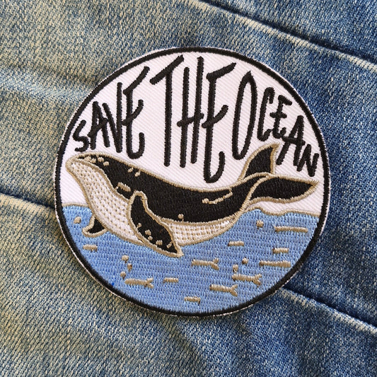 Save The Ocean, Whale, Sea Shepherd, Iron On Embroidery Patch