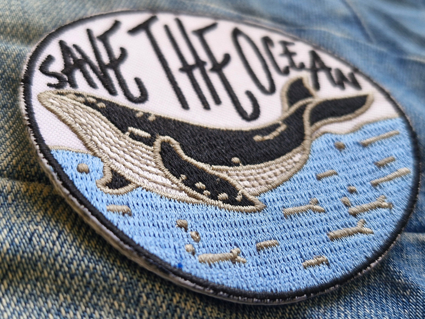 Save The Ocean, Whale, Sea Shepherd, Iron On Embroidery Patch