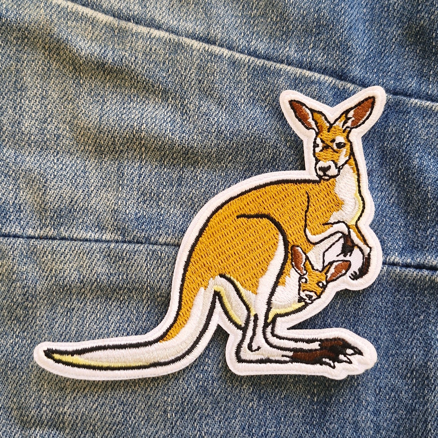 Kangaroo with Joey Australia Iron On Patch Souvenir