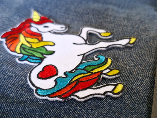 Rainbow Unicorn, Kids, Iron On Embroidery Patch
