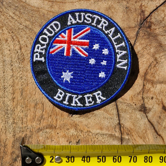 Proud Australian Biker, Motorcycle Sport, Iron On Embroidery Patch