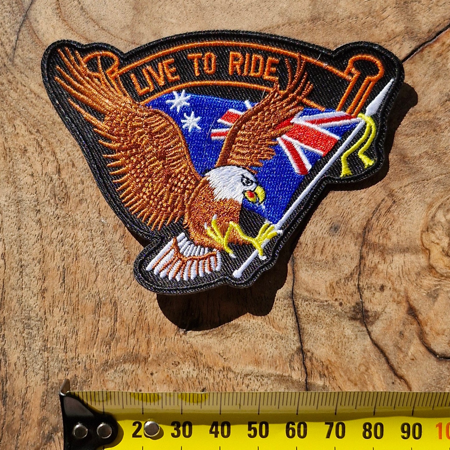 Live To Ride - Australian Biker, Motorcycle Sport, Iron On Embroidery Patch