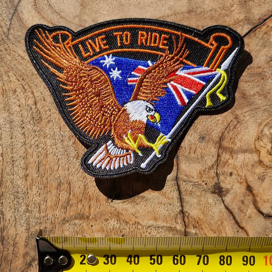 Proud Australian Biker, Motorcycle Sport, Iron On Embroidery Patch