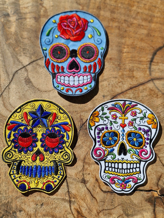 Mexico Sugar Skull, Day of the Dead, Calaveras, Dia de Muertos, Travel Destination Iron On Embroidery Patch