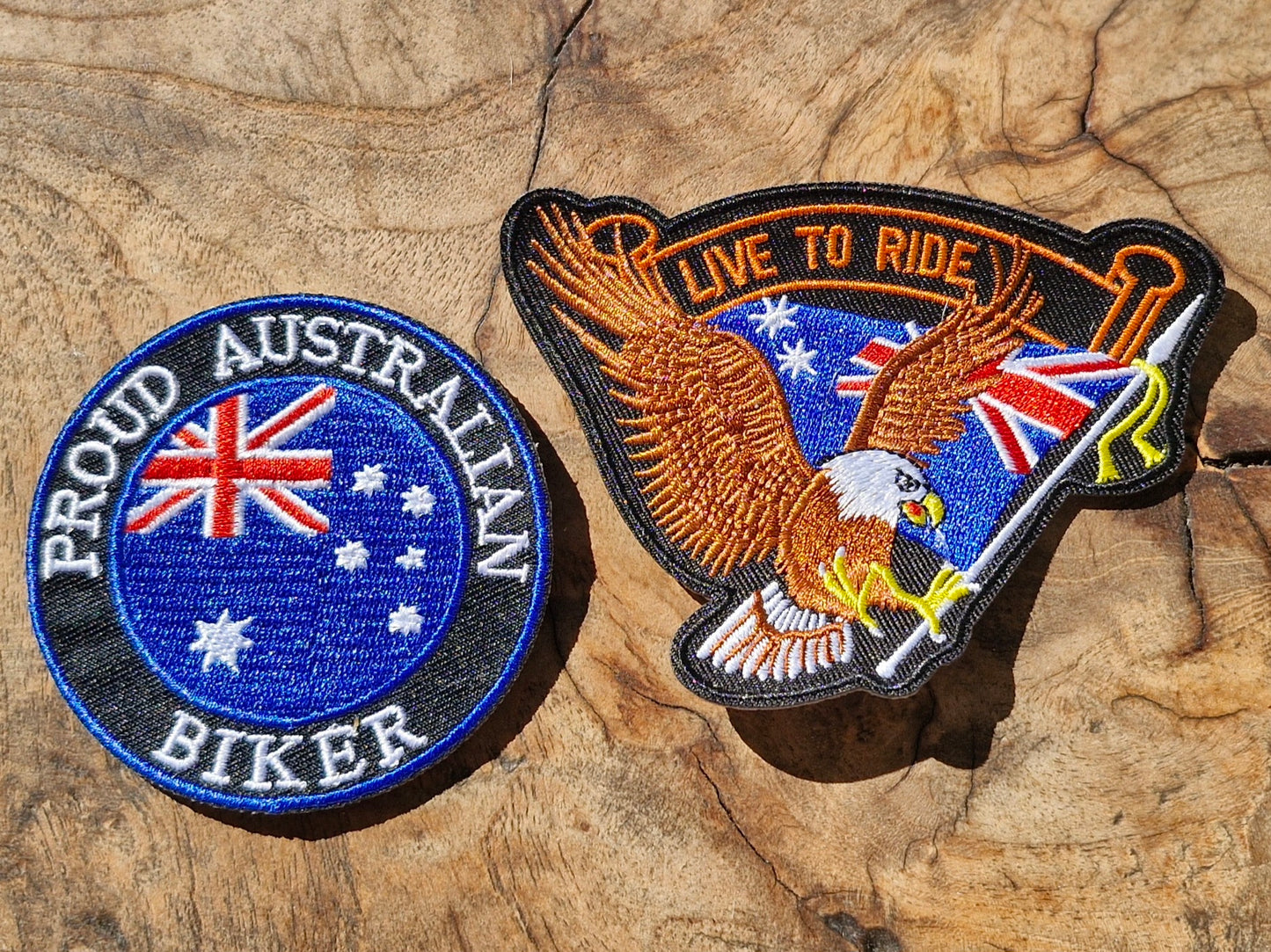 Live To Ride - Australian Biker, Motorcycle Sport, Iron On Embroidery Patch