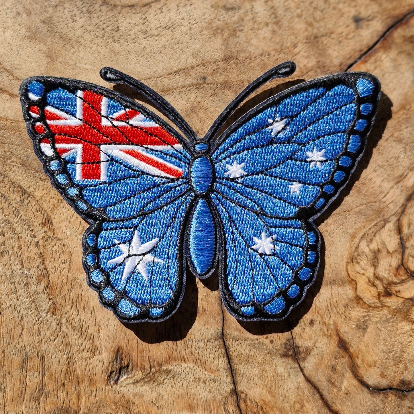 Australia Day, Butterfly Flag, Iron On Embroidery Patch