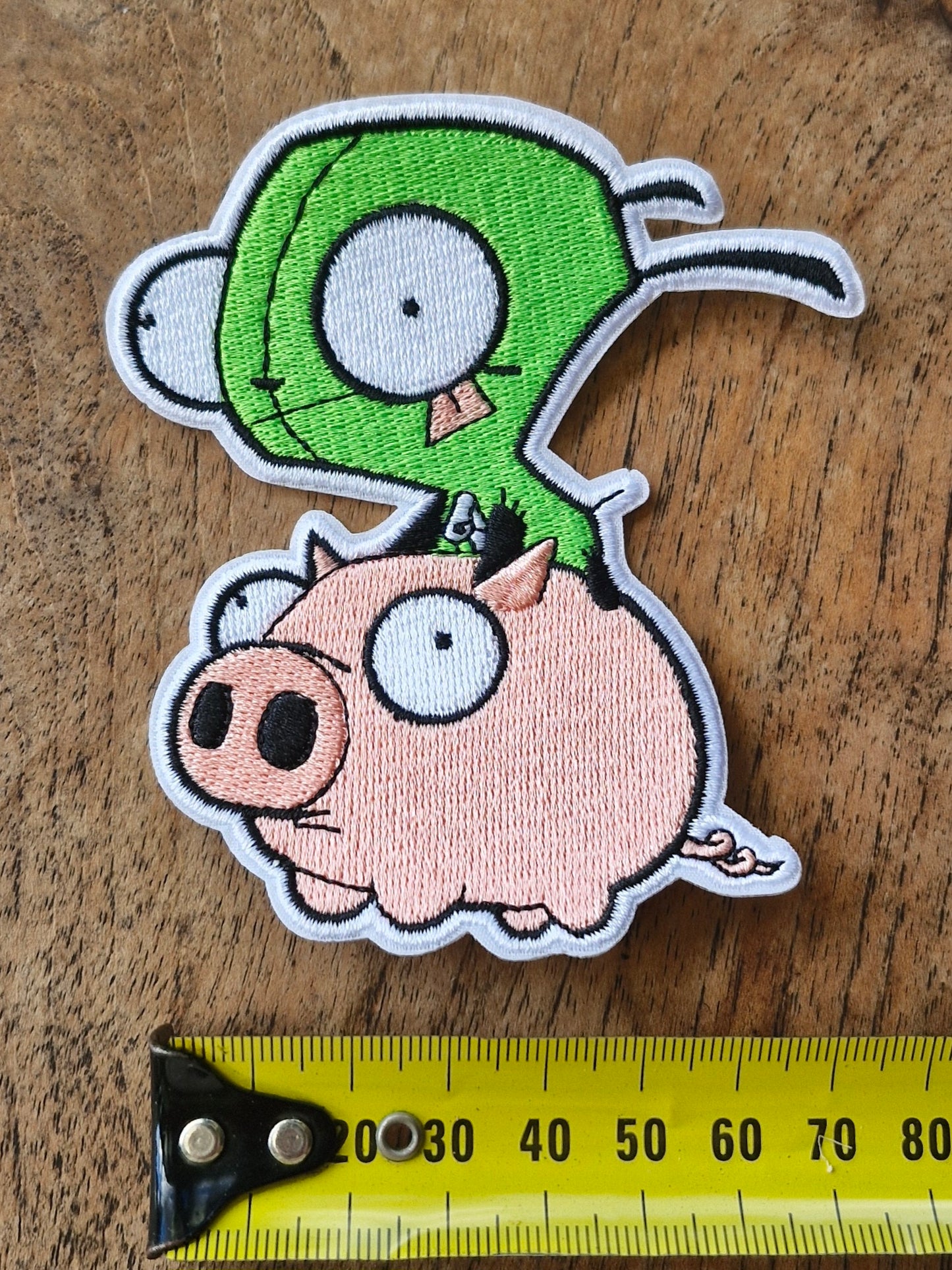 GIR & Piggy - Invader Zim, TV series Nickelodeon Cartoon Teens, Iron On Embroidery Patch