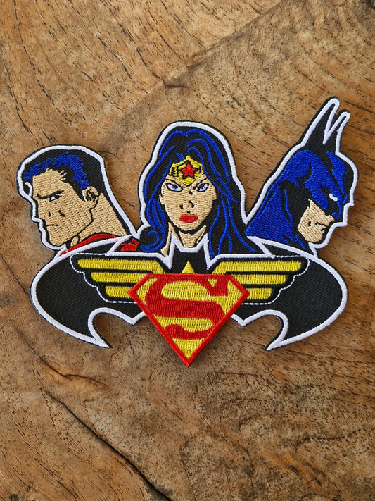 Finest Trinity: Batman, Superman and Wonder Woman, DC Universe, Justice League Superhero Iron On Embroidery Patch