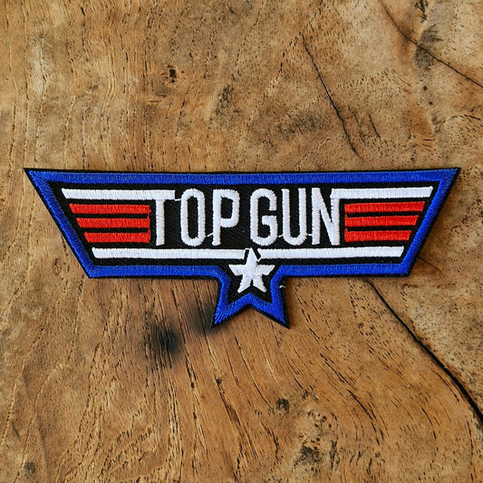 Top Gun Text Insignia - USA Navy Military School, Fighter Pilots, Iron On Embroidery Patch