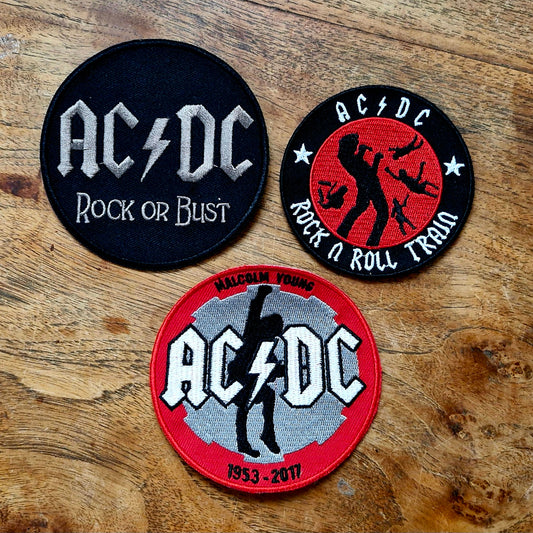 AC/DC, Rock n Roll Train, Australian Hard Rock Music, Iron On, Adhesive Back, Embroidery Patch