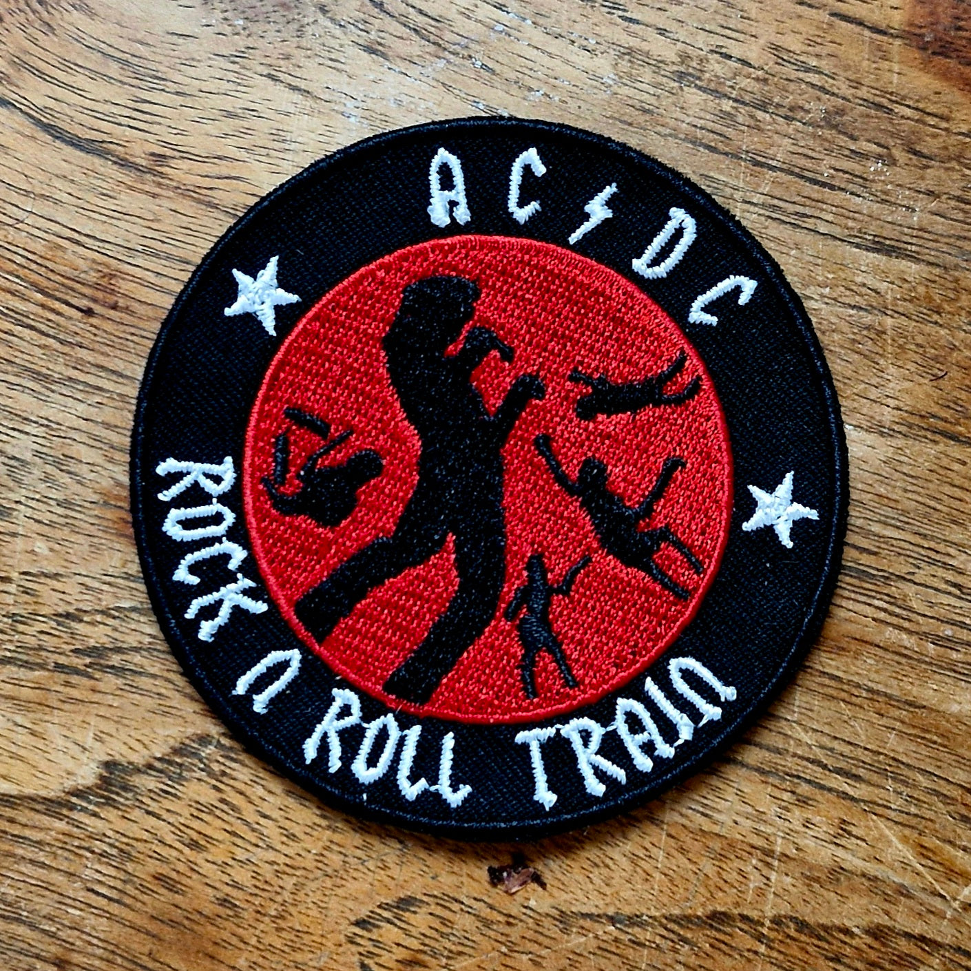 AC/DC, Rock n Roll Train, Australian Hard Rock Music, Iron On, Adhesive Back, Embroidery Patch